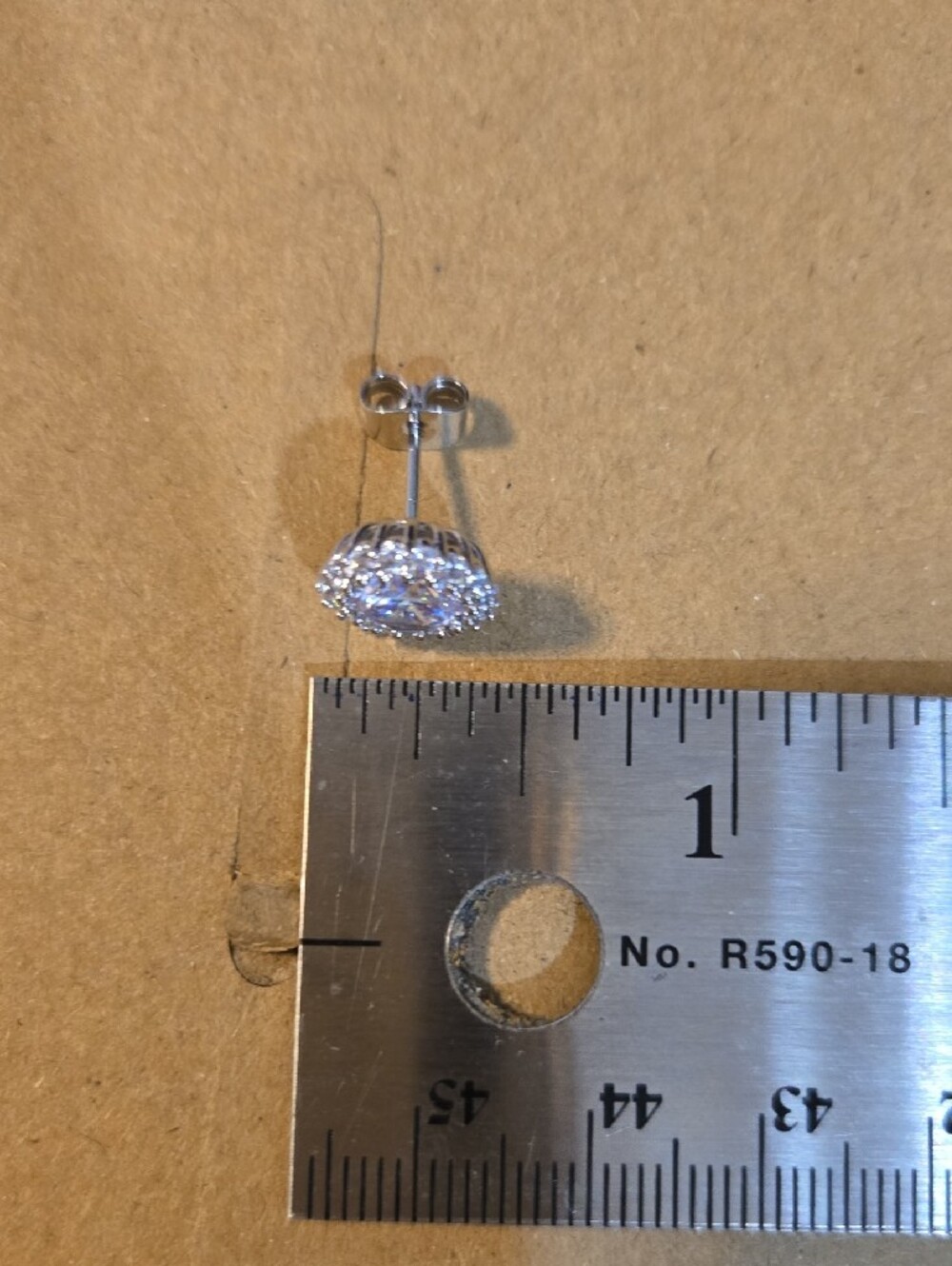 Genevive Silver Halo Round CZ Stud Earrings - White - Picture 5 of 7